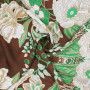 Плательная ткань с зелено-коричневым цветочным принтом