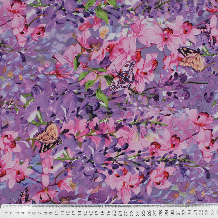 Ткань крепдешин с растительным узором Ткань крепдешин с растительным узором