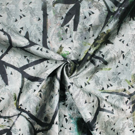 Жаккард ткань с серо-голубым принтом