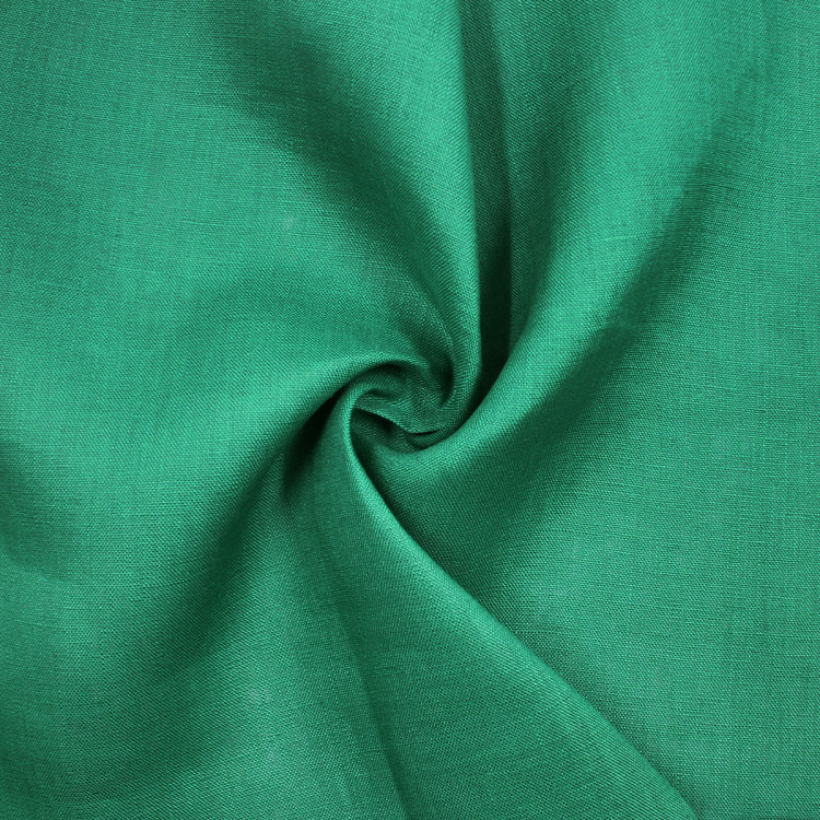 Лен 100%, ткань зеленого цвета