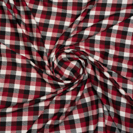 Ткань сорочечная в красно-черно-белую клетку