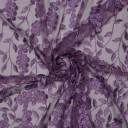 Ткань блузочная сетка фиолетового цвета с вышивкой