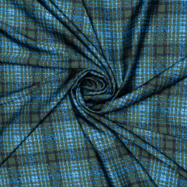 Ткань искусственный шелк с зелено-голубым с геометрическим принтом Ткань искусственный шелк с зелено-голубым с геометрическим принтом