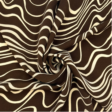 Ткань искусственный шелк коричневого цвета с абстрактным узором