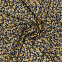 Ткань искусственный шелк черного цвета с желтыми цветами