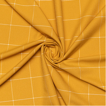 Ткань костюмная цвета апельсина в клетку