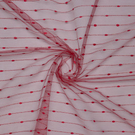 Ткань сетка, жаккард ярко-красная