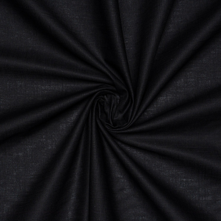 Ткань плательная черного цвета с добавлением льна