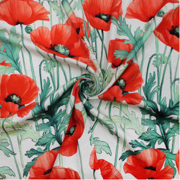 Сатиновая ткань в маки