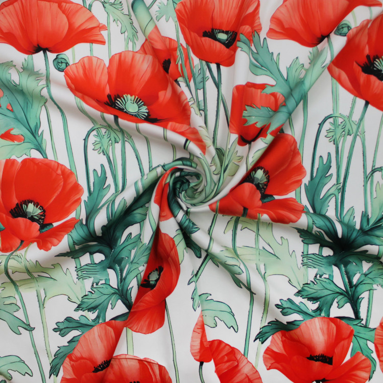 Сатиновая ткань в маки