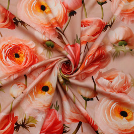 Сатиновая ткань из вискозы в цветы Сатиновая ткань из вискозы в цветы