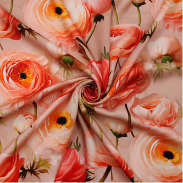 Сатиновая ткань из вискозы в цветы