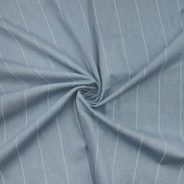 Ткань голубая в полоску из 100% хлопка