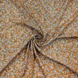 Плательная ткань оранжево-белая в цветы Плательная ткань оранжево-белая в цветы