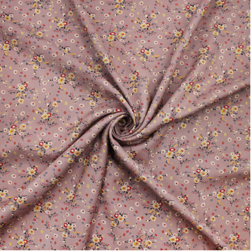 Плательная ткань пепельно-розовая в цветы