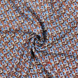 Сатиновая ткань из вискозы с цветочным принтом Сатиновая ткань из вискозы с цветочным принтом