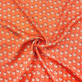 Сатиновая ткань из вискозы оранжевого цвета Сатиновая ткань из вискозы оранжевого цвета