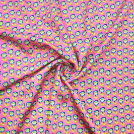 Ткань сатиновая из вискозы розовая с принтом Ткань сатиновая из вискозы розовая с принтом