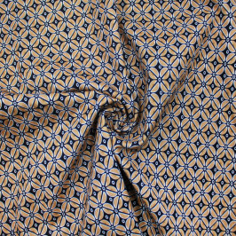 Джинсовая ткань с бежево-черным принтом Джинсовая ткань с бежево-черным принтом