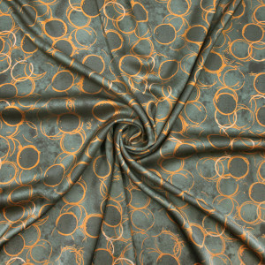 Искусственный шелк оливково-оранжевый