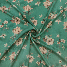 Ткань твил из вискозы с цветочным принтом