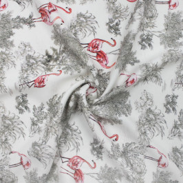 Сатиновая ткань с фламинго Сатиновая ткань с фламинго