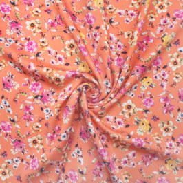 Сатиновая ткань оранжево-розовая Сатиновая ткань оранжево-розовая