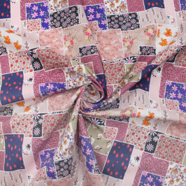 Хлопок 100% с бруснично-синим принтом