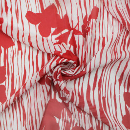 Ткань из вискозы с красно-белым принтом