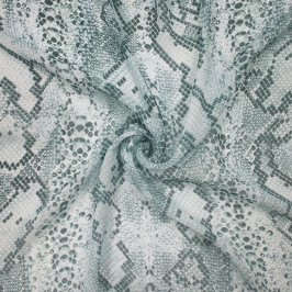 Ткань шифон с эффектом крэш бело-зеленая