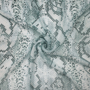 Ткань шифон с эффектом крэш бело-зеленая