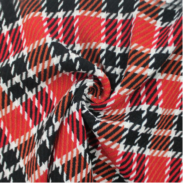 Костюмная ткань в красно-черную клетку