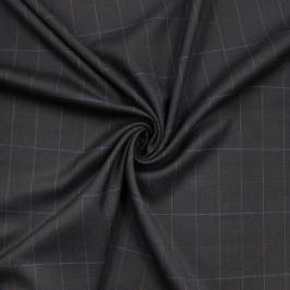 Костюмная ткань коричневая в голубую клетку