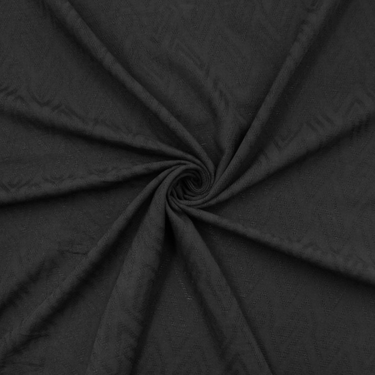 Жаккардовая черная ткань с геометрическим узором Жаккардовая черная ткань с геометрическим узором