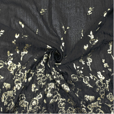 Органза жаккардовая черно-золотая