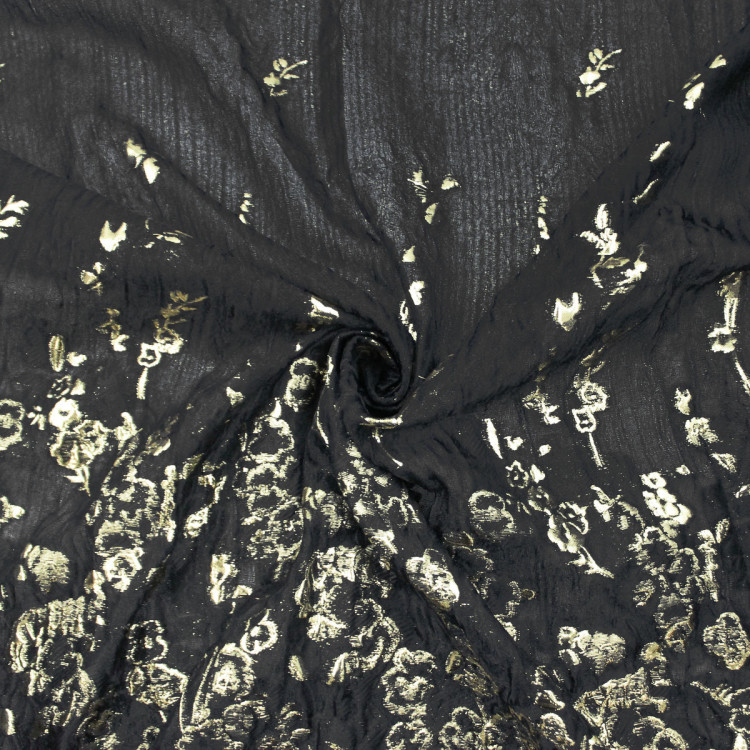 Органза жаккардовая черно-золотая