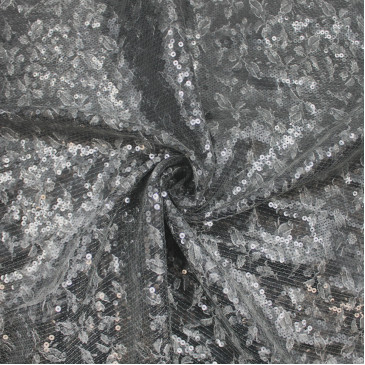 Тафта серого цвета с пайетками