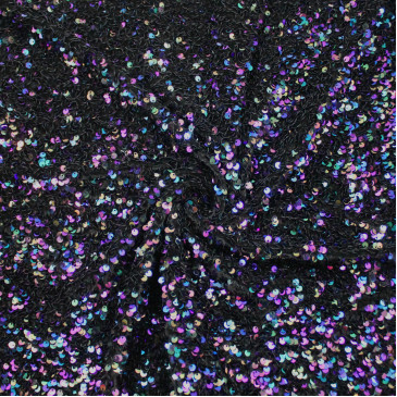 Бархатная ткань черная с пайетками