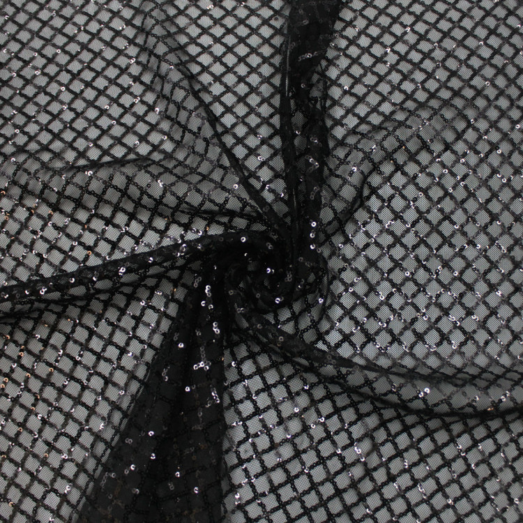 Сетка черная с пайетками Сетка черная с пайетками