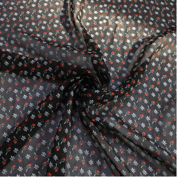 Ткань шифон крэш в цветы