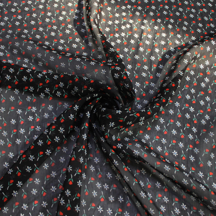 Ткань шифон крэш в цветы Ткань шифон крэш в цветы