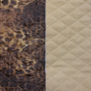 Стеганная ткань двухсторонняя с анималистическим принтом