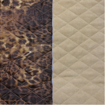 Стеганная ткань двухсторонняя с анималистическим принтом Стеганная ткань двухсторонняя с анималистическим принтом
