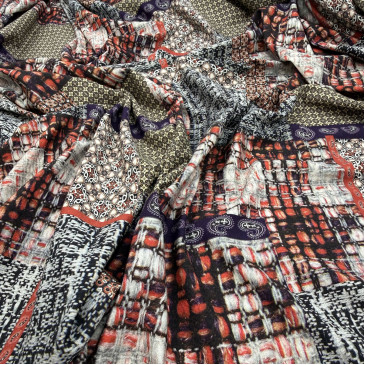 Трикотажная ткань зелено-бежевая клетка, Италия