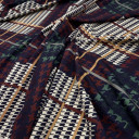 Трикотажная ткань серо-бежевая клетка, Италия