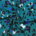 Ткань твилл с абстрактным черно-бирюзовым принтом