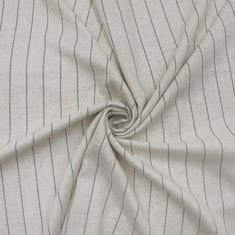 Ткань из льна и вискозы бежевая в полоску Ткань из льна и вискозы бежевая в полоску