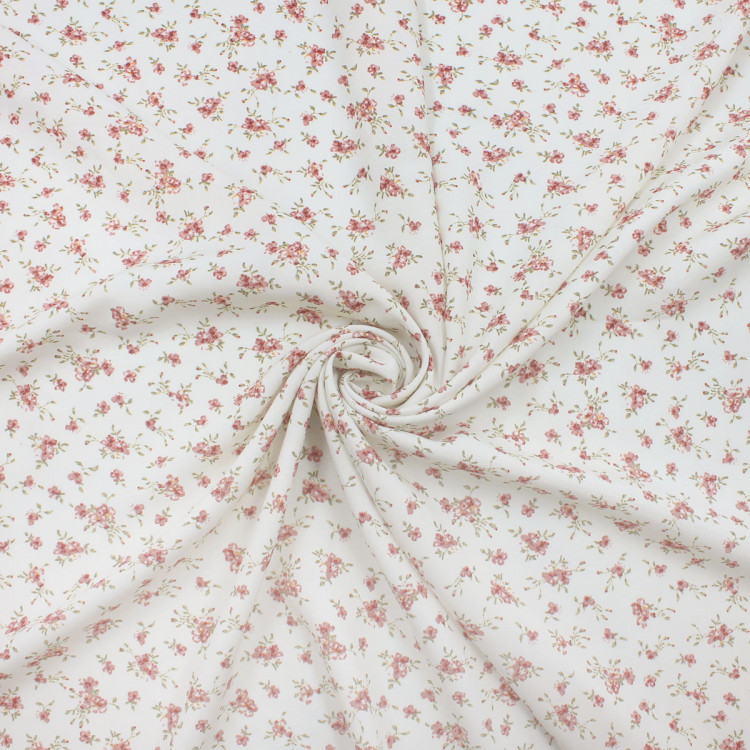 Плательная ткань молочно-салатового цвета в цветы Плательная ткань молочно-салатового цвета в цветы