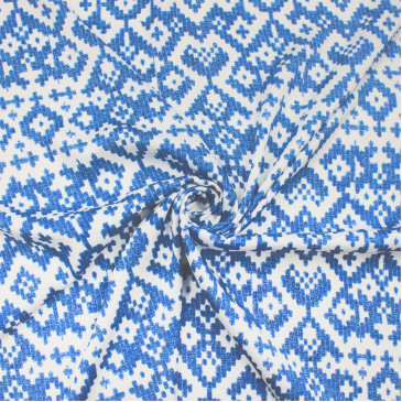 Сатиновая ткань из вискозы с геометрическим принтом