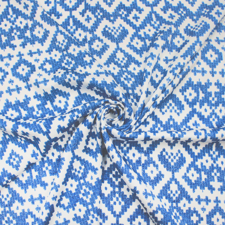 Сатиновая ткань из вискозы с геометрическим принтом